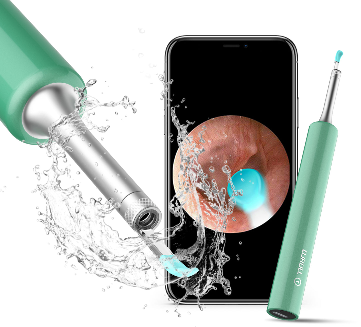 DJROLL Ear Wax Removal Endoscope, Earwax Remover Tool, Ear Camera,1080P FHD Wireless Ear Otoscope with 6 LED Lights,Ear Scope with Ear Wax Cleaner Tool for iPhone, iPad & Android Smart Phones (Blue)